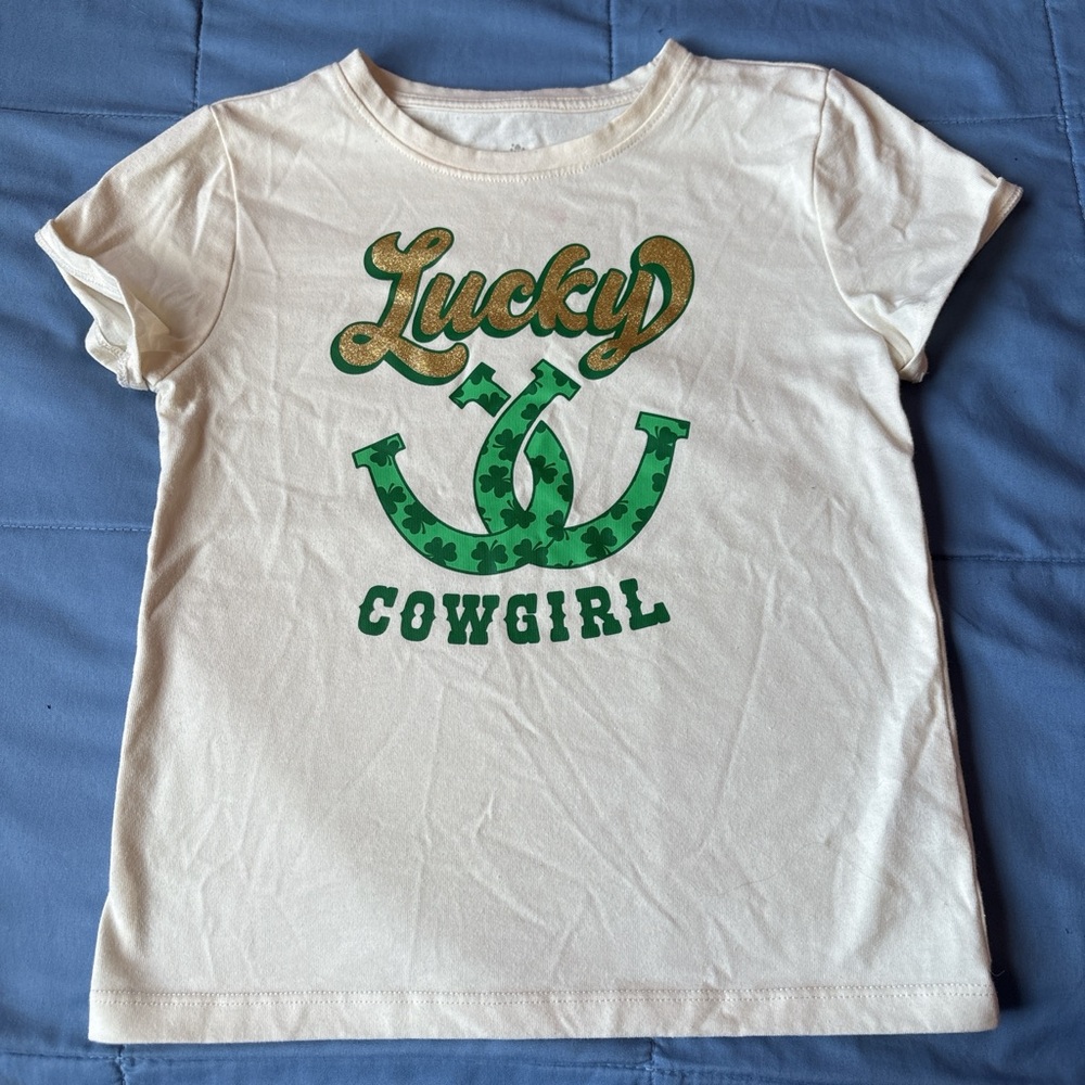 Cream and Green Short Sleeve Tees with Western Graphics